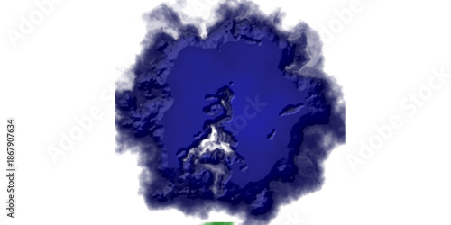 Abstract Deep Blue and Navy Smoke Burst Texture, Topographic Island Map Style Illustration