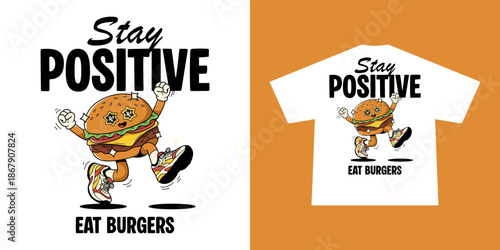 cartoon character of burger Graphic Design for T shirt Street Wear and Urban Style