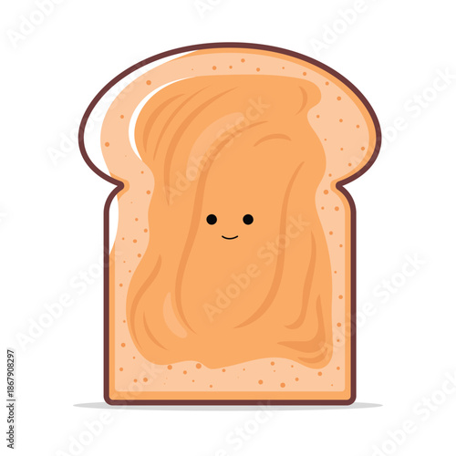 Cute Kawaii Peanut Butter Vector Pastel Colored Flat Style Food Illustration, Hand-Drawn Cartoon Peanut Butter Jar Icon for Breakfast, Kids Design, Sweet Spread, Snack, and Cute Food Theme