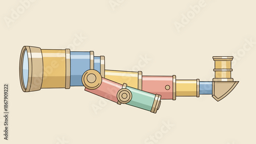Vintage brass telescope with adjustable joints and eyepiece for astronomical observation.