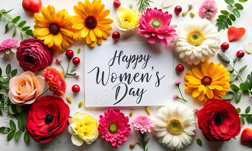 Happy women's day with beautiful flowers decoration