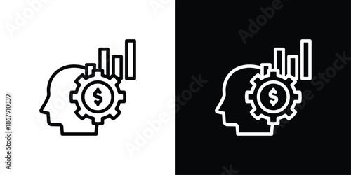 Financial Thinking Icon Set Black And White