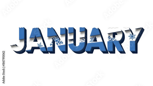 January Winter Typography with Clean Snow Accents.