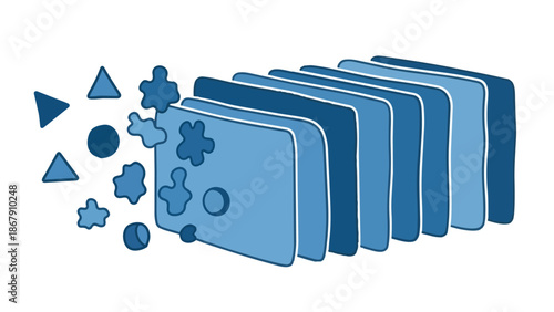 Data organization and processing with layered files and abstract elements.