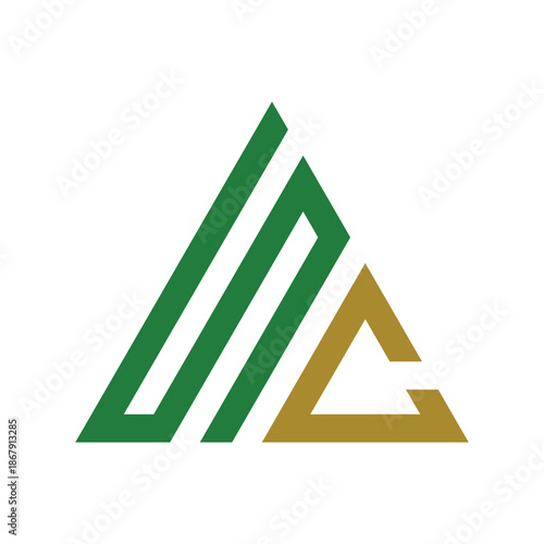 Abstract Green and Gold SC Geometric Mountain Logo