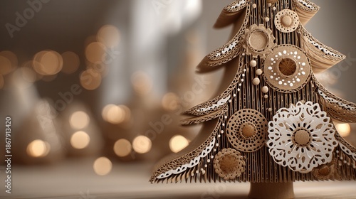 Wallpaper Mural christmas day in eco friendly concept. Decorative Christmas tree with blurred lights in the background. Torontodigital.ca