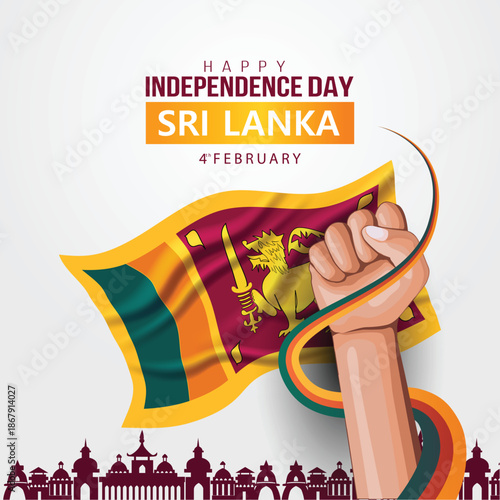 happy independence day Sri lanka. with flag. abstract vector illustration design