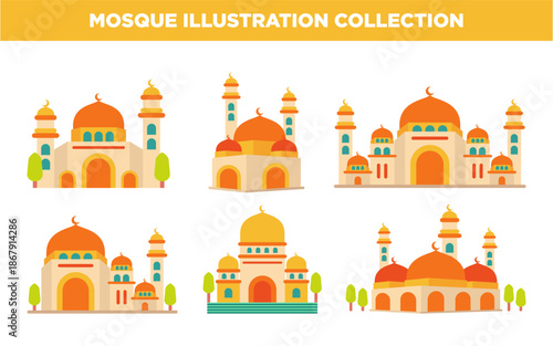 Mosque Illustration Collection Flat Style