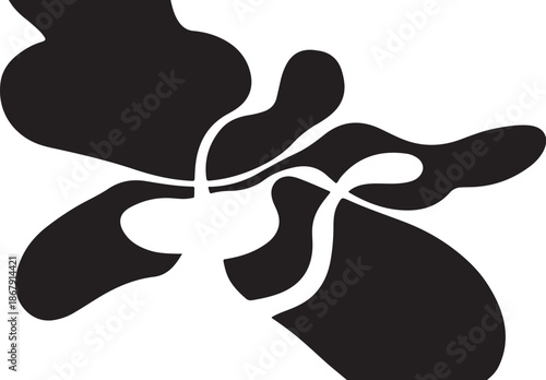 Abstract Black and White Floral Design Element