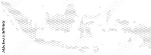 Indonesia – hexagonal grid vector map (Web Mercator projection, PPT-compatible & fully editable)