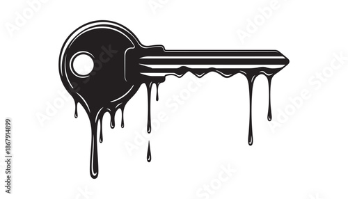 Dripping key illustration dark key on transparent background