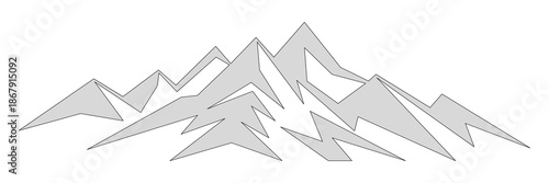 Geometric silhouette mountain range isolated on white background, vector design