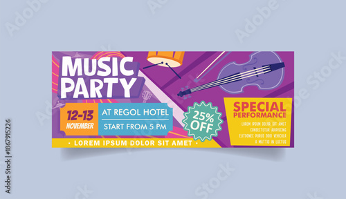 Music party festival in creative style with modern shape design