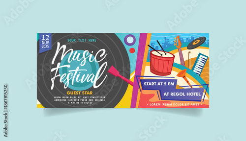 Music festival in creative style with modern shape design