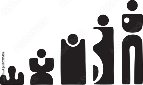 Diverse Group of People in Various Poses and Shapes Silhouette