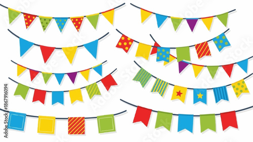Colorful Party Bunting Flags for Celebration and Decoration.