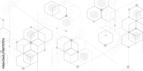 Abstract hexagon white background with shadow .white background Futuristic blue neon honeycombs. Modern technology design. Vector illustration.	