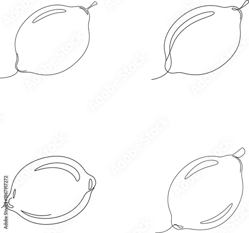 Continuous One Line Drawing Style Lemons Set