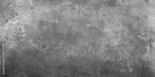 Aged dark grey concrete wall texture with a rough stone surface and dirty grunge pattern creates a vintage industrial cement background material