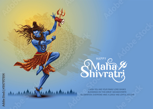happy maha Shivratri with shiv ling, a Hindu festival celebrated of lord shiva night, english calligraphy. abstract vector illustration design