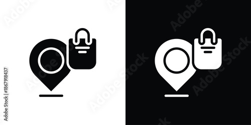 Shop Local Icon Set Black And White