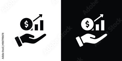Profit Icon Set Black And White