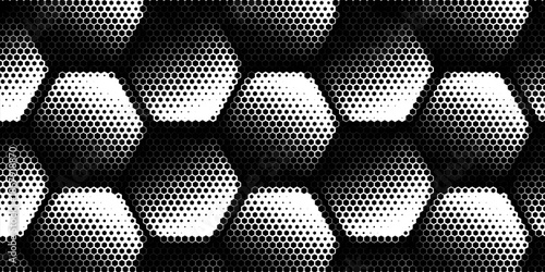 Black and White Geometric Dot Pattern Background A high-contrast black and white abstract background featuring a repeating geometric pattern formed by halftone dots.