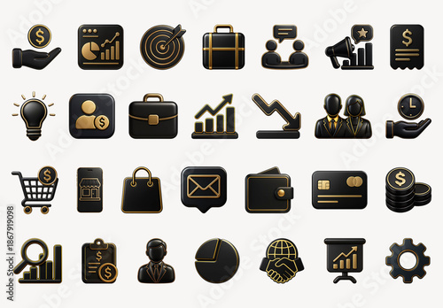 Elegant Black Business Icons