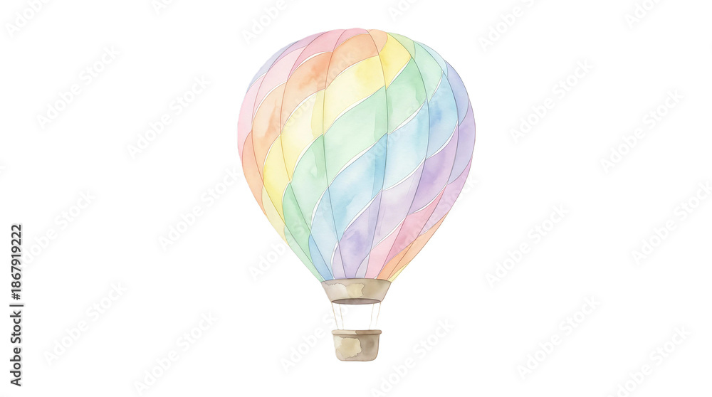 Obraz premium A colorful hot air balloon floating gently on transparent background