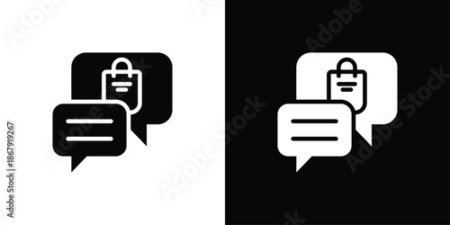 Chat Icon Set Black And White