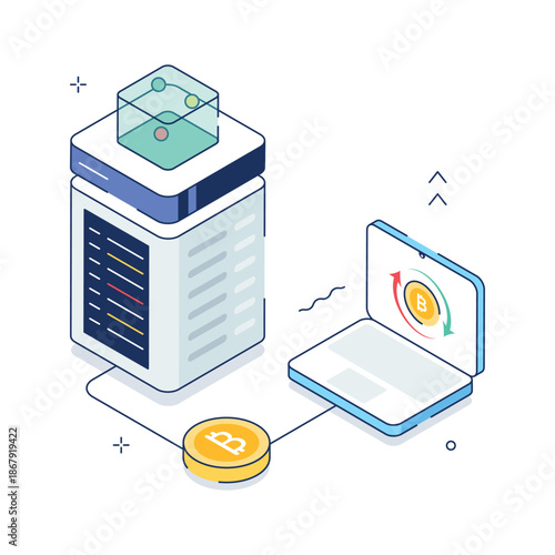 Visually engaging isometric illustration for crypto analysis