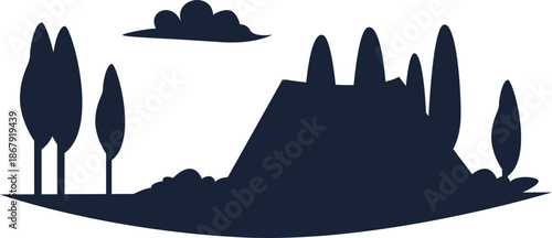 Camping Scene Silhouette Element