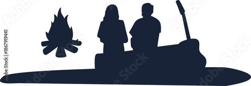 Camping Scene Silhouette Element