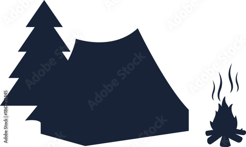 Camping Scene Silhouette Element