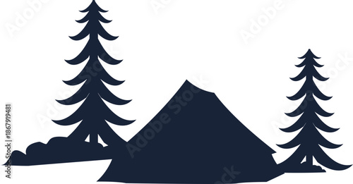 Camping Scene Silhouette Element