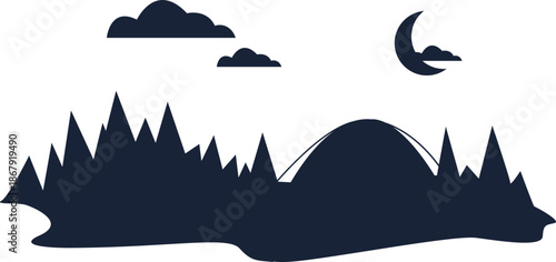 Camping Scene Silhouette Element