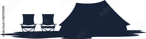 Camping Scene Silhouette Element