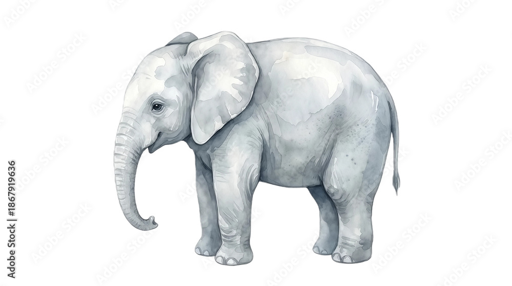 Obraz premium A gray elephant standing alone on transparent background