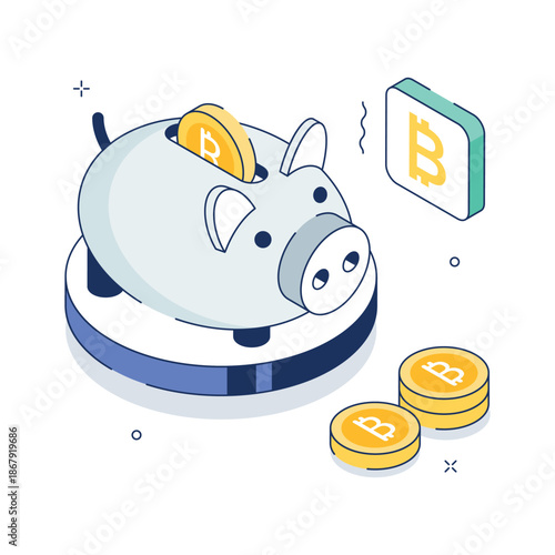 A visually appealing isometric illustration of crypto savings
