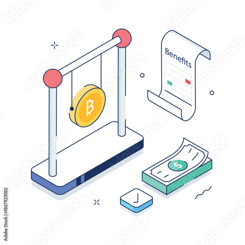 An amazing isometric illustration showing crypto benefits