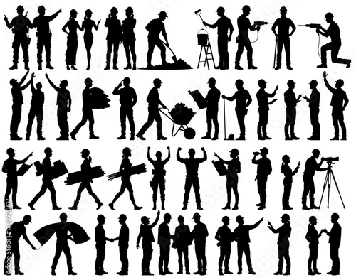 Construction work staff silhouette vector