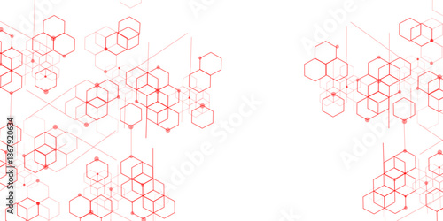 abstract geometric red texture background red hexagon 3D background texture. 3d rendering illustration. Clear pattern abstract background hexagon .Futuristic abstract banner.	