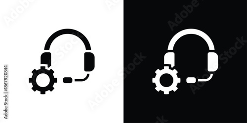 Service Center Icon Set Black And White