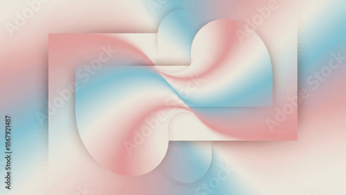 Abstract pastel gradient design with swirling blue and pink shapes creating a modern, soft, and ethereal visual.