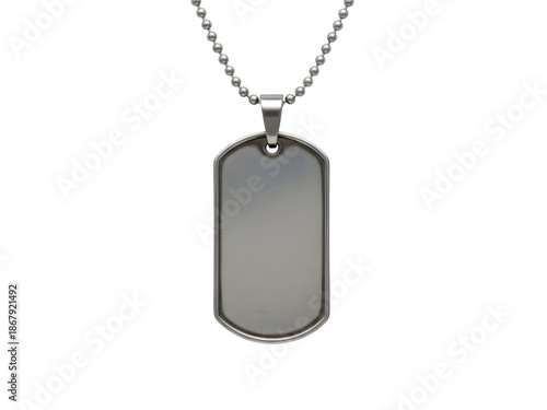 Wallpaper Mural High-detail worn metal dog tag on chain. Realistic vintage military accessory with scratched, aged texture. Isolated on white or transparent background. PNG format. Torontodigital.ca
