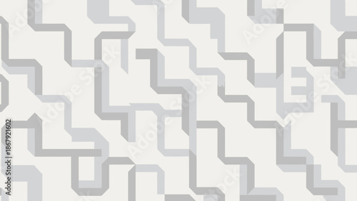 Seamless abstract geometric pattern with interconnected grey and white angular lines creating a modern, maze-like design.