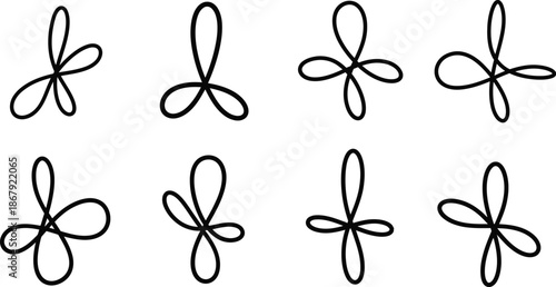 Four abstract loop shapes arranged in a grid on transparent background silhouette