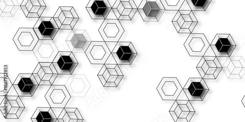 Abstract hexagon white background with shadow .white background Futuristic blue neon honeycombs. Modern technology design. Vector illustration.	