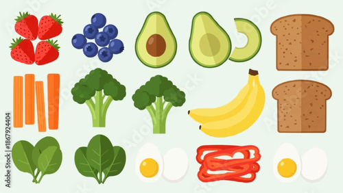 Healthy Food Ingredients Collection For Balanced Diet.