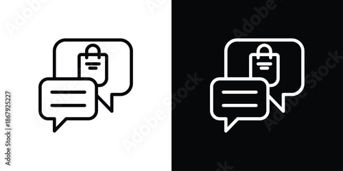 Chat Icon Set Black And White